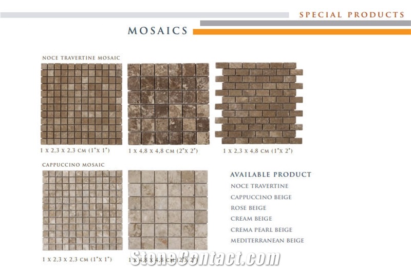 Noce Brown Travertine Mosaics