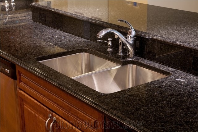 Blue in the Night Granite Countertops, Blue in the Night Black Granite Countertops