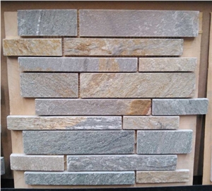 Golden Quartzite Linear Strips Mosaic, Yellow Quartzite Linear Strips Mosaic Golden Quartzite Linear Strips Mosaic, Yellow Quartzite Linear Strips Mosaic
