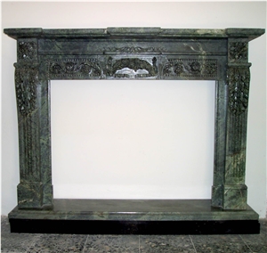 Verde Guatemala Marble Fireplace Mantel