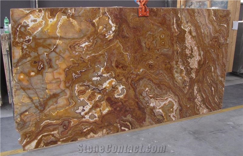 Burgundy Onyx Tiles & Slabs, Onice Tyger C.C. - Tyger Onyx Cross Cut Slabs, Brown Onyx Pakistan Tiles & Slabs