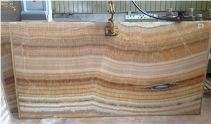 Dark Brown Wave Onyx Slabs, Oaxaca Arco Iris Onyx Tiles & Slabs, Yellow Polished Onyx Floor Tiles, Wall Tiles