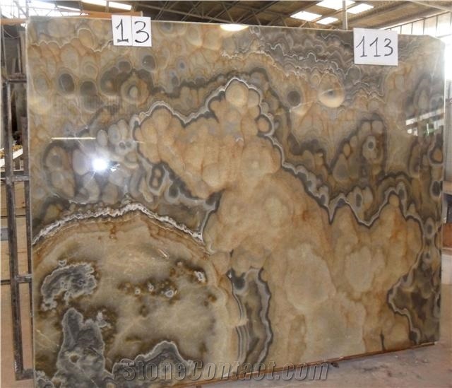 Onice Pavone Slabs, Multicolor Onyx Italy Tiles & Slabs