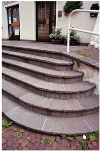 Porphyr Rosso Stairs and Solid Block, Sarner Porphyr Rosso Red Granite Stairs