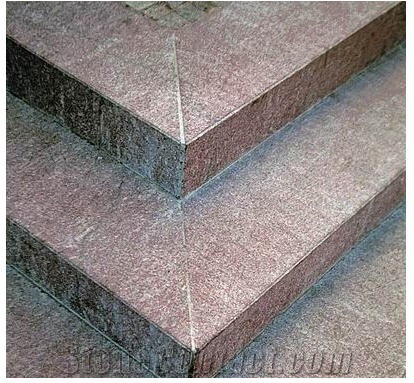 Porphyr Rosso Stairs and Solid Block, Sarner Porphyr Rosso Red Granite Stairs