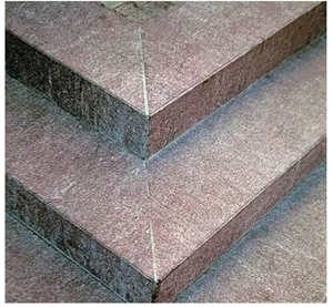 Porphyr Rosso Stairs and Solid Block, Sarner Porphyr Rosso Red Granite Stairs