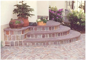 Porphyr Rosso Stairs and Solid Block, Sarner Porphyr Rosso Red Granite Stairs