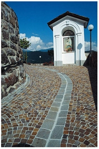 Porphyry Cube Stone Setts, Porfido Trentino Red Granite Cube Stone