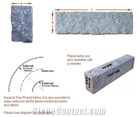 Rough Punched Kerbs, Grey Granite Kerbs