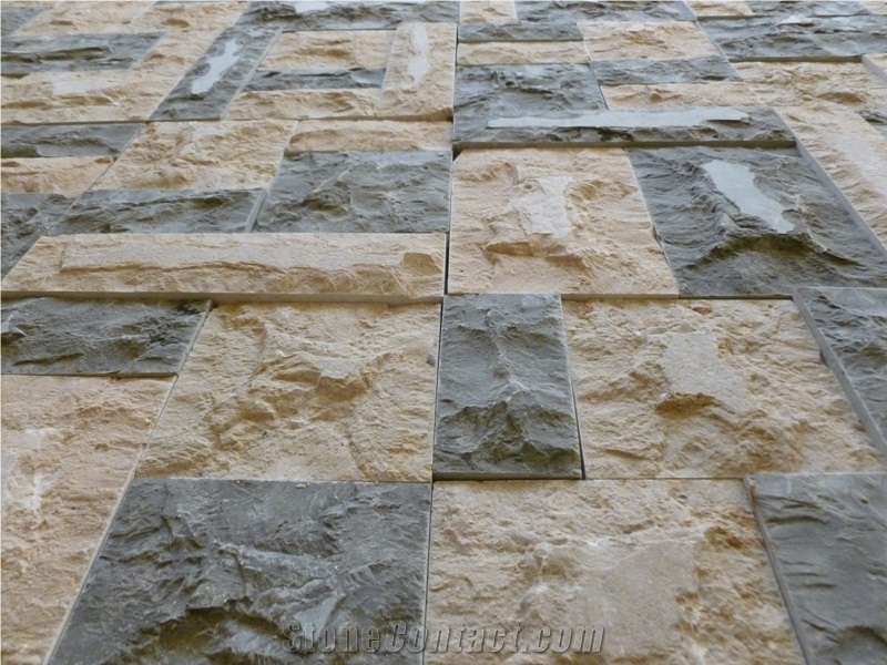 Split Surface Sinia Pearl & Milly Brown Pattern, Egypt Beige Limestone Slabs & Tiles