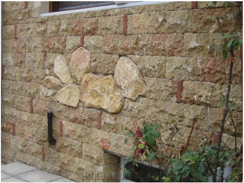 Eleftheroupolis Green Mushroomed Wall Cladding, Eleftheroupolis Green Quartzite Mushroomed Wall