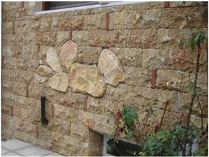 Eleftheroupolis Green Mushroomed Wall Cladding, Eleftheroupolis Green Quartzite Mushroomed Wall