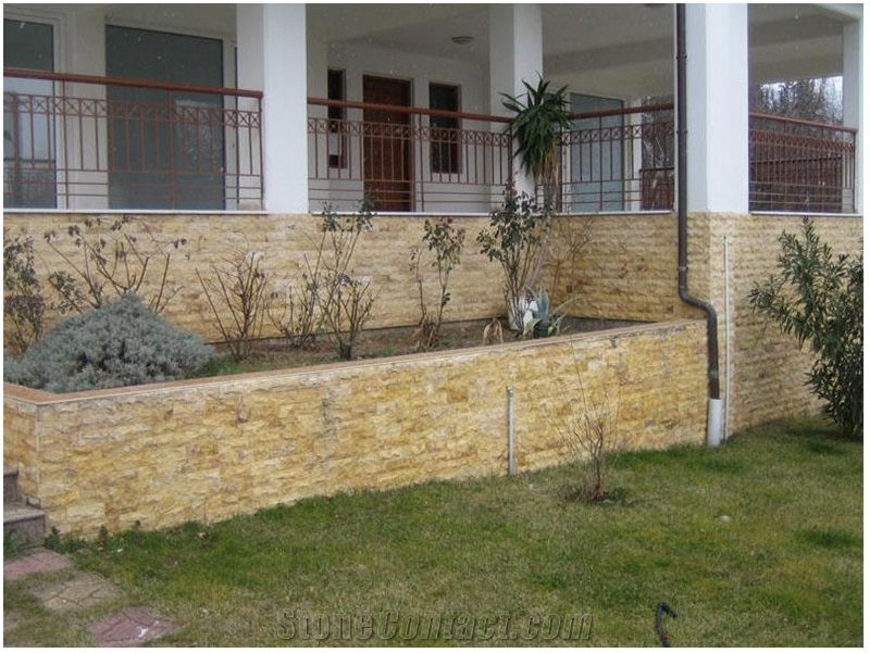 Mandras Sandstone Split Wall, Mandras Yellow Sandstone Wall
