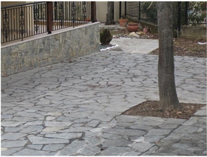 Sikis Slate Irregular Flagtone Pavement, Sikis Grey Slate Flagstone