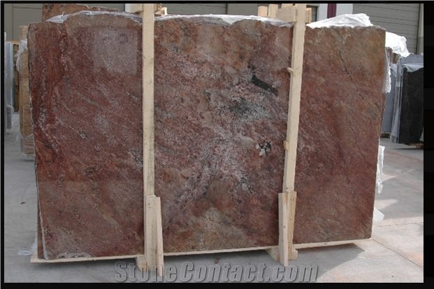 Fire Bordeaux Granite Slabs, Brazil Brown Granite