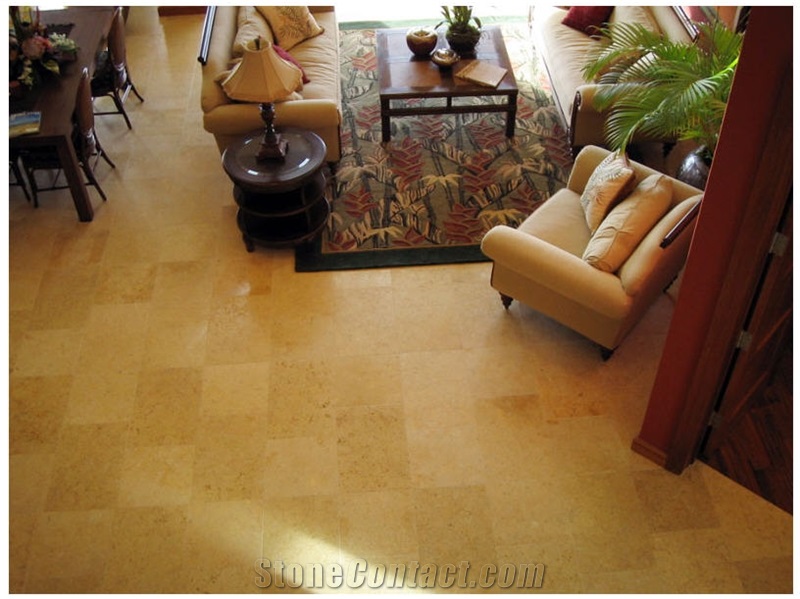 Fossil Oro Limestone Tile Flooring, Israel Yellow Limestone
