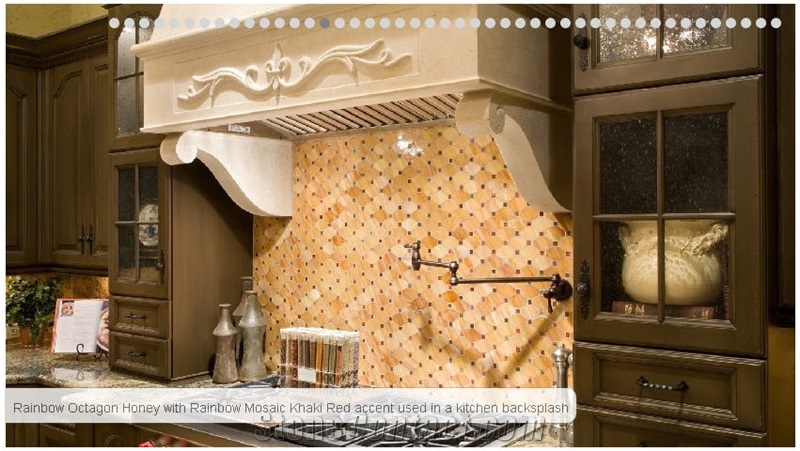 Kitchen Hood and Rainbow Octagon Honey with Rainbo, Beige Limestone Kitchen Hood