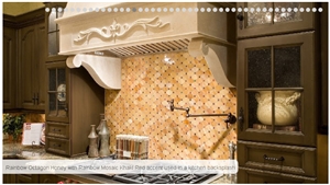 Kitchen Hood and Rainbow Octagon Honey with Rainbo, Beige Limestone Kitchen Hood