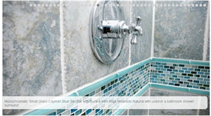 Monochromatic Small Glass Cayman Blue Silk Bar Bor, Blue Marble Molding, Border