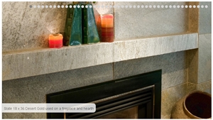 Slate Desert Gold Fireplace and Hearth, Desert Gold Yellow Slate Fireplace