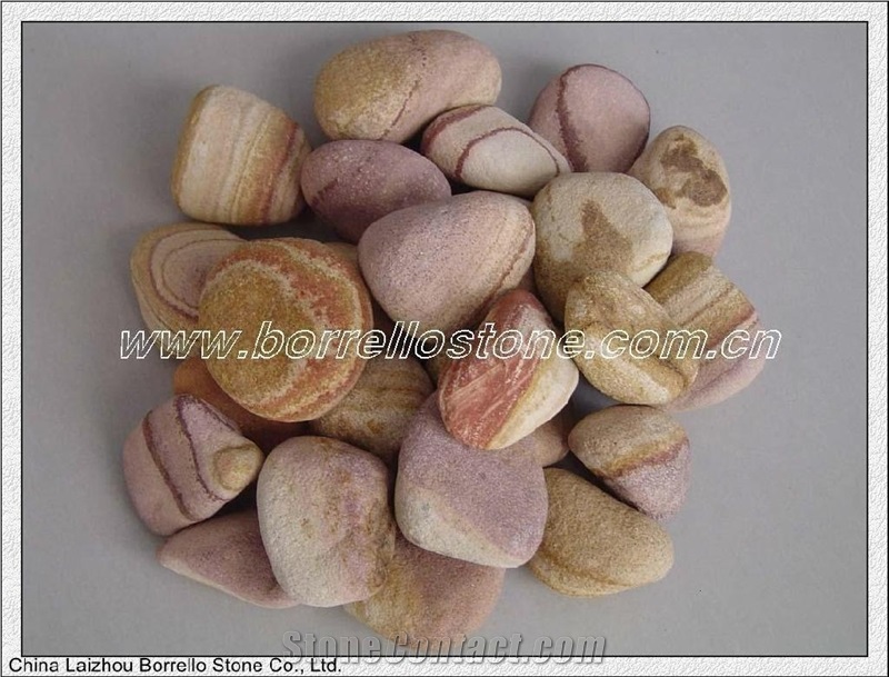 Beautiful Rainbow Pebble Stone, Red Sandstone Pebble Stone