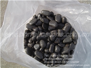Tumbled Black Pebble Stone, Black Basalt Pebble Stone