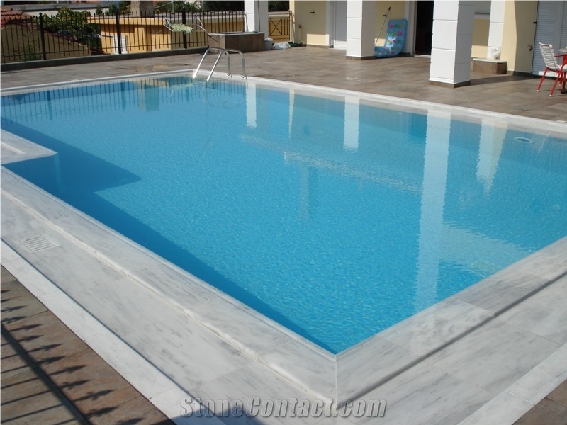 Pool Deck Drain, Pool Coping, Thassos White Marble Pool Deck Drain