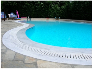 Pool Deck Drain, Pool Coping, Thassos White Marble Pool Deck Drain