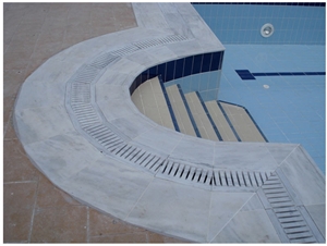 Pool Deck Drain, Pool Coping, Thassos White Marble Pool Deck Drain