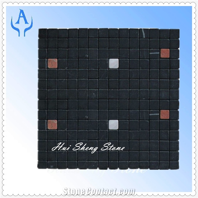 Marble Black Floor Stone Mosaic, Black Marble