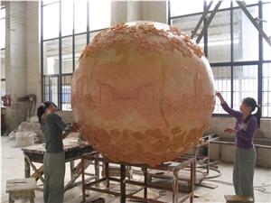 Sandstone Globe, Yellow Sandstone Sculpture, Statue