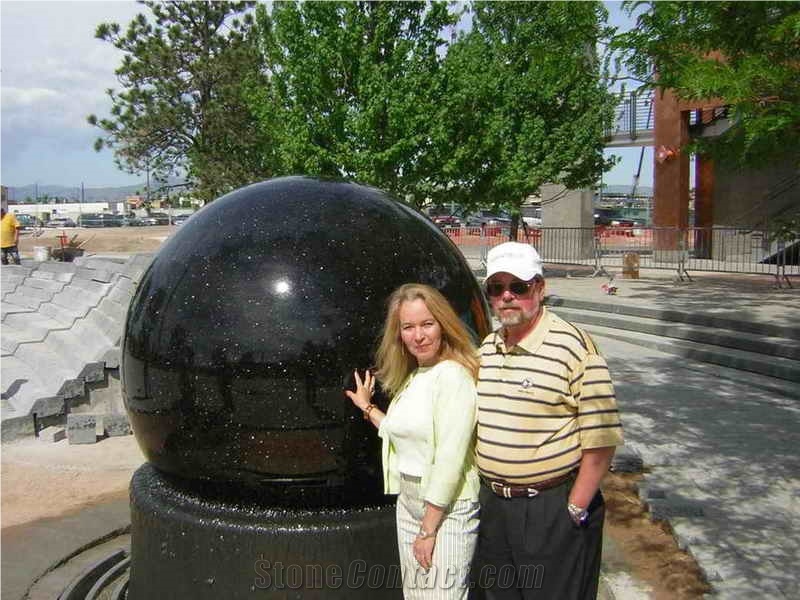 Sphere Fountain, Galaxy Black Granite Fountain