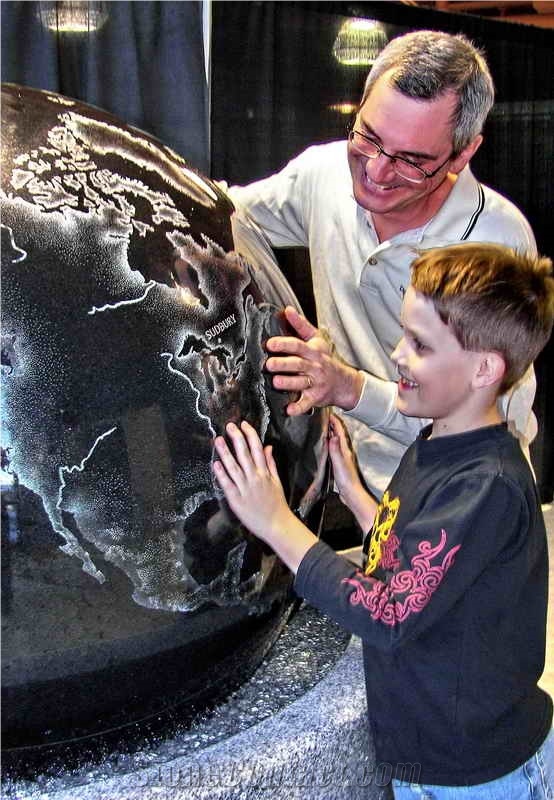 Sphere Fountain, Galaxy Black Granite Fountain