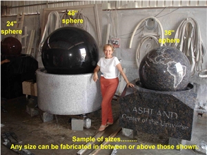 Sphere Fountain, Galaxy Black Granite Fountain