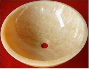 Polished Honey Onxy Round Wash Basin