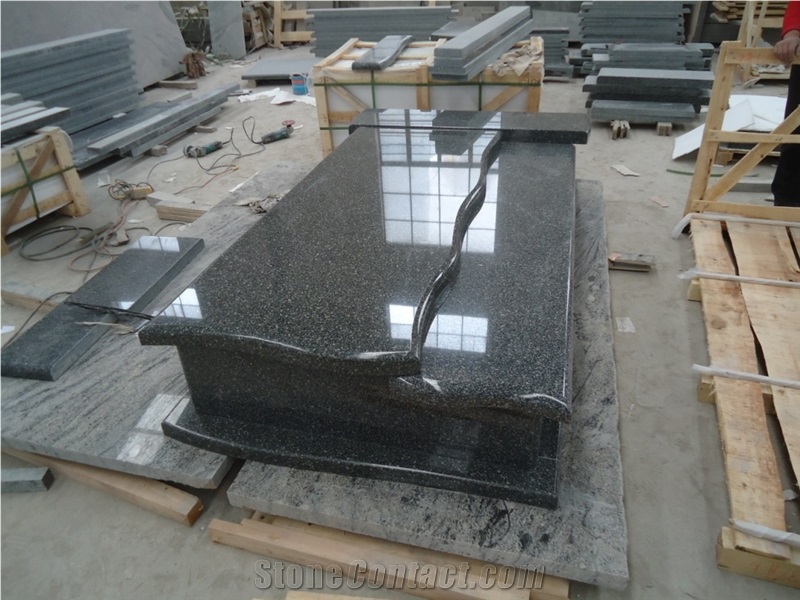 Snow Black Granite Double Tombstone