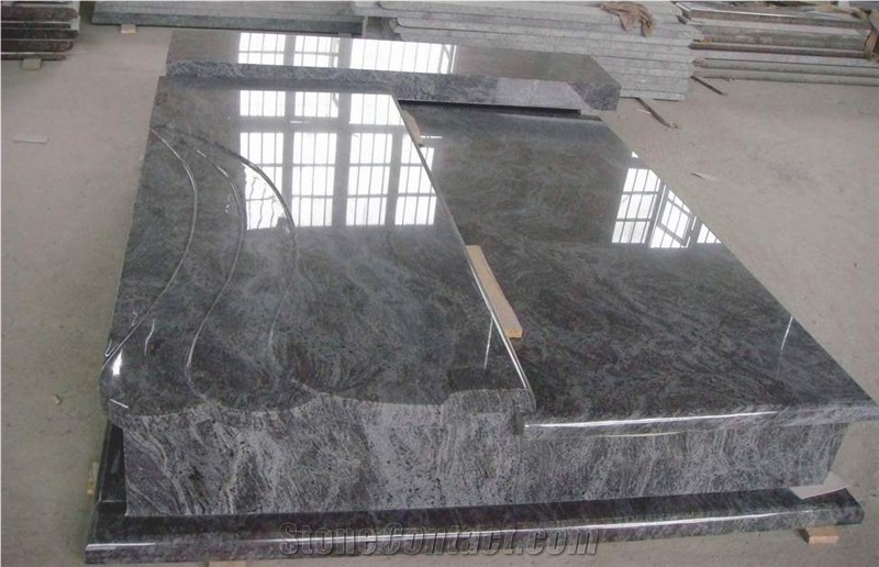 Snow Black Granite Double Tombstone