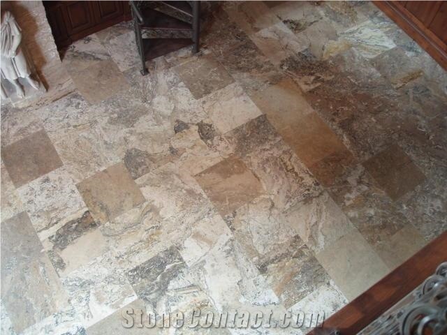 Scabos Travertine Kitchen Floor