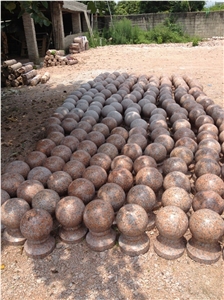 Maple Leaf Red Ball Parking Barriers, G562 Red Granite Parking Barriers