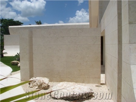 White Coral Stone Tiles Project, White Palladium Coral Stone Building, Walling