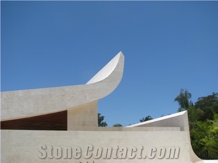 White Coral Stone Tiles Project, White Palladium Coral Stone Building, Walling