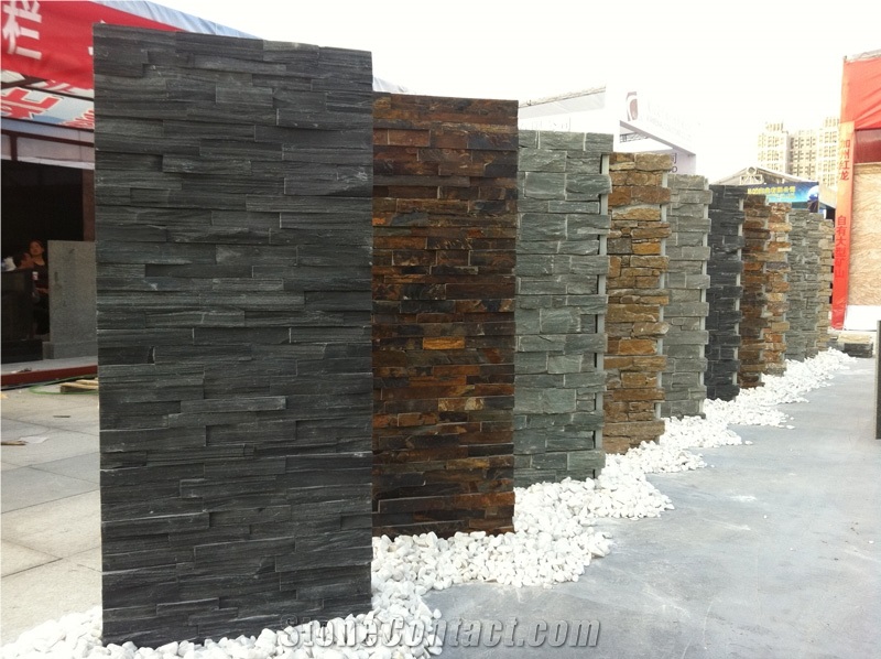 Black Weave Quartz Cultured Stone, Black Quartzite Cultured Stone