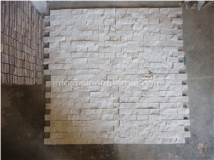 Cream Marble Mosaics with Interlock, Bottessina Cream Beige Marble Mosaics
