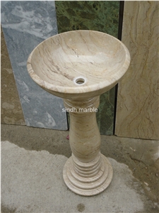 Fancy Wash Basins, Botticino Fancy Beige Marble Wash Basins