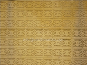 Hand Carved Made Yellow Walling, Imperial Gold Yellow Sandstone Walling Hand Carved Made Yellow Walling, Imperial Gold Yellow Sandstone Walling