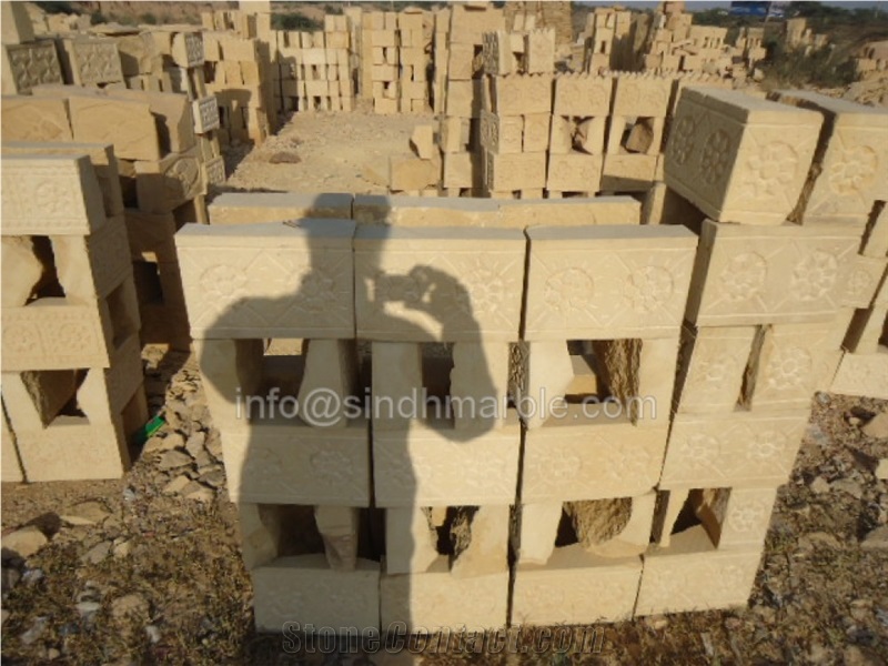 Hand Carved Made Yellow Walling, Imperial Gold Yellow Sandstone Walling