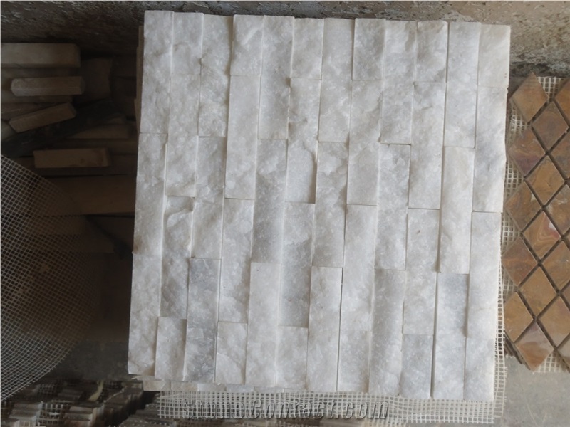 White Chiseled Mosaics, Ziarat White Brown Marble Mosaics