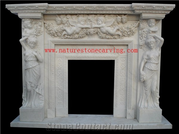 BEIJING White Marble Fireplace Mantel