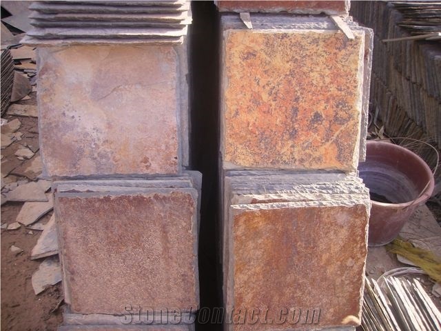 Rusty Slate Tile/Multicolor Slate Tile, China Yellow Slate