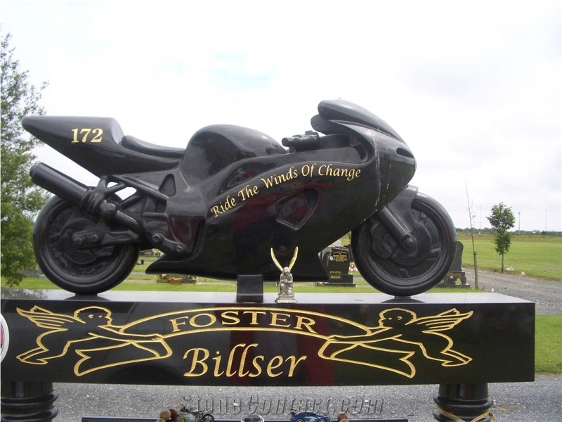 Absolute Black Motorbile Memorial Monuments Tombst